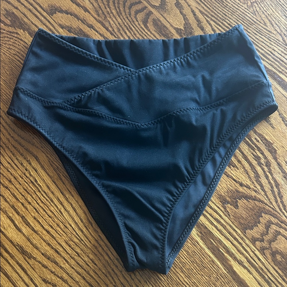 Fabletics Black High-Waisted crossover Bikini swim Bottoms